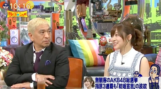 ワイドナショー画像　須藤凛々花の今後の握手会に松本「新妻と握手しにくる」　2017年6月25日
