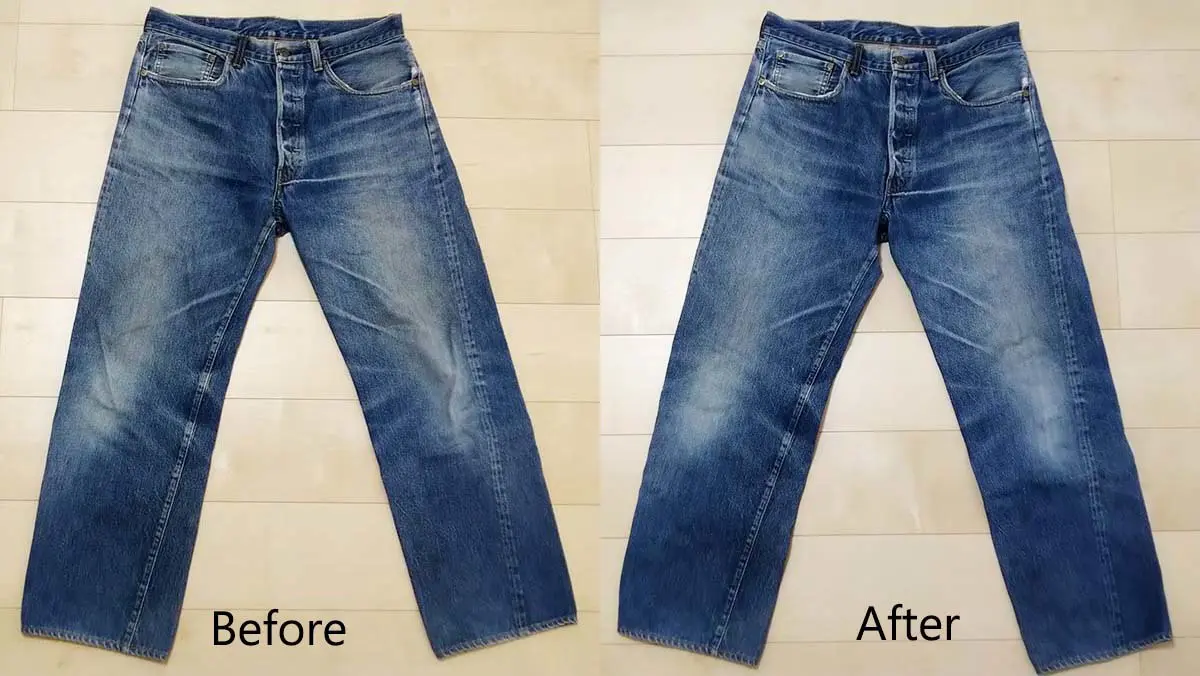 LVCジーンズ8年後糊付けの方法BeforeAfter２