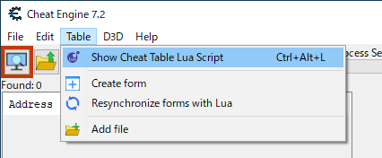 Show Cheat Table Lua Script